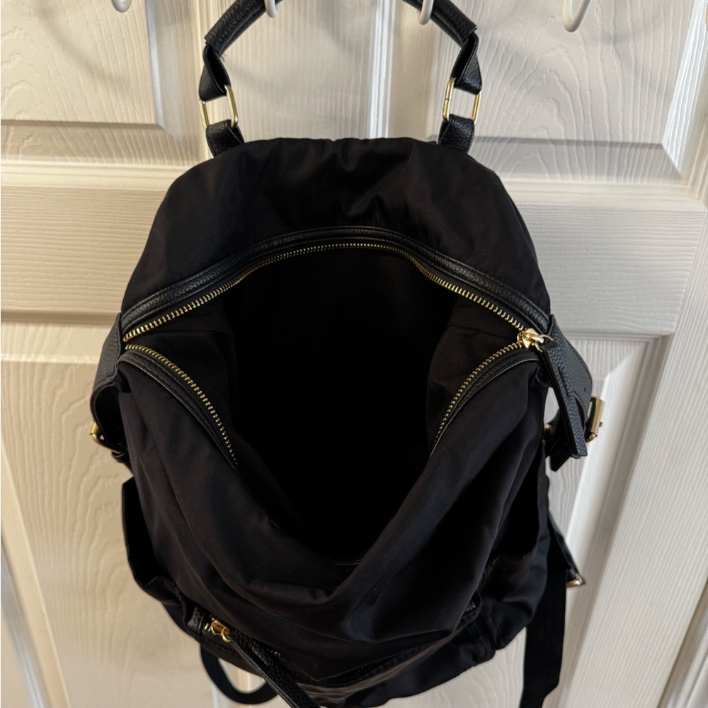 Black Backpack with Gold Accents
